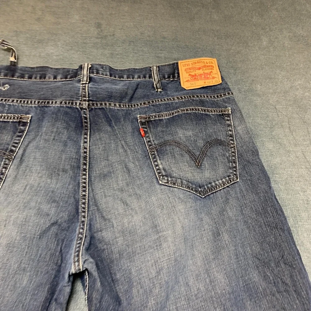 Vintage Levi's 569 Jeans Mens 42x30 Blue Denim Cotton Loose Straight Leg Y2K